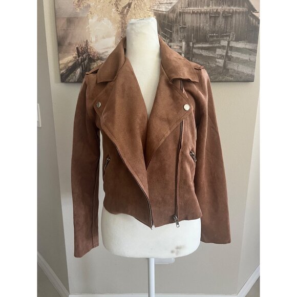 NWT HYFVE Vegan Suede Biker Bomber  cowgirl tan jacket SMALL - Picture 1 of 6